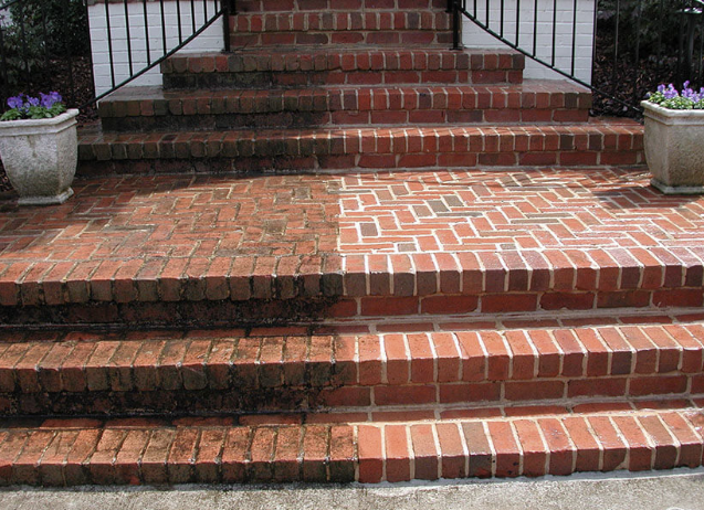 Brick steps — before and after pressure washing